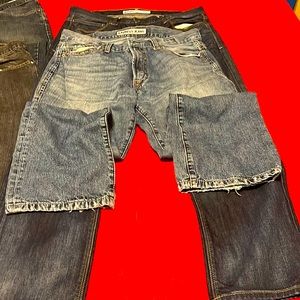 Sale 4 man  jeans 36x32- 2express and 2 wrangler one ripped off bottom